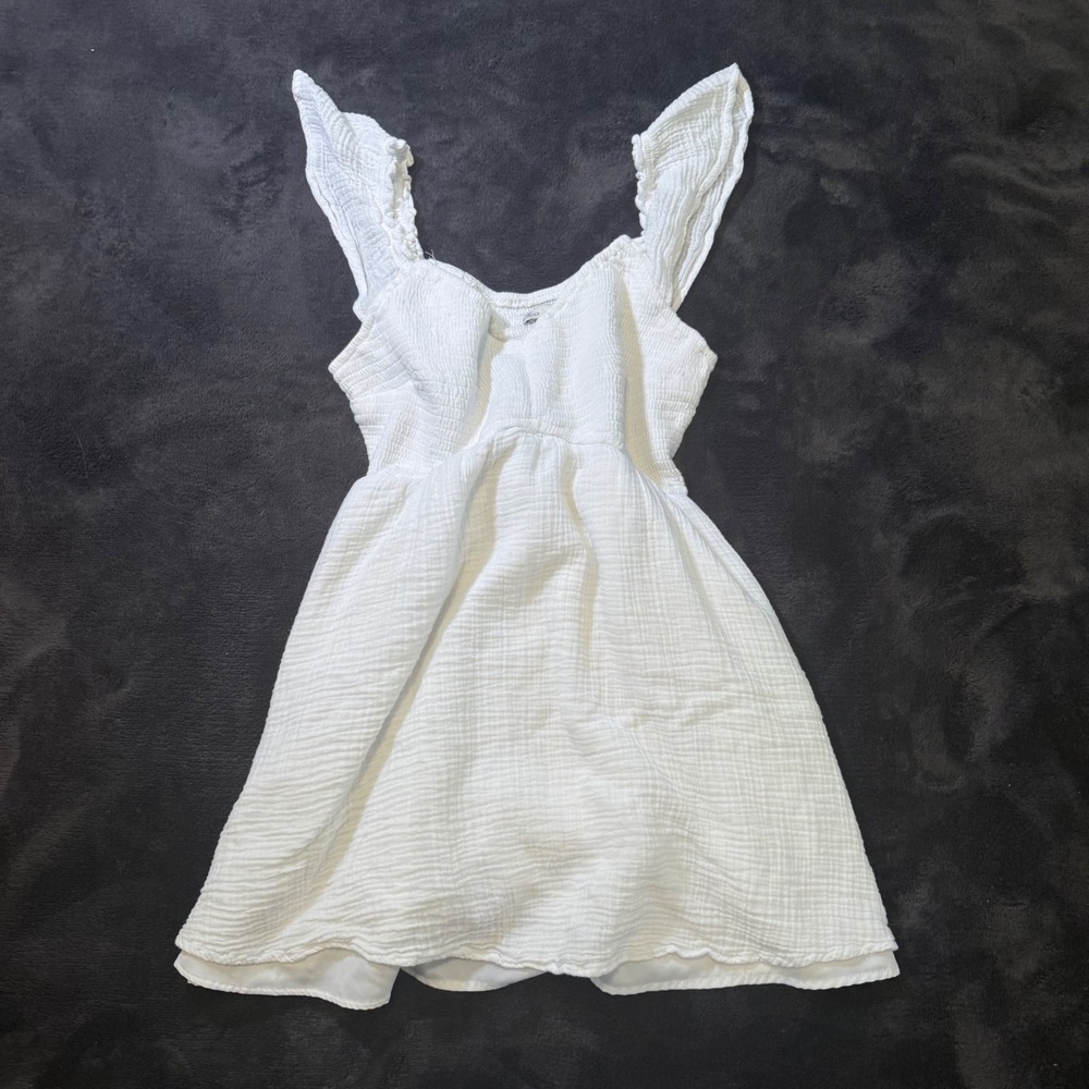 Hollister White Gauze Romper Smocked Ruffle Dress Shorts Large